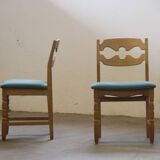 1960s Danish brutalist oak Razorblade dining chairs attributed to Henning Kjærnulf