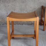 Suite of 4 stools design Sornay beech solid 1960