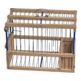 Cage à oiseau vintage en métal et bois