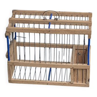 Vintage bird cage, metal and wood, collector's item