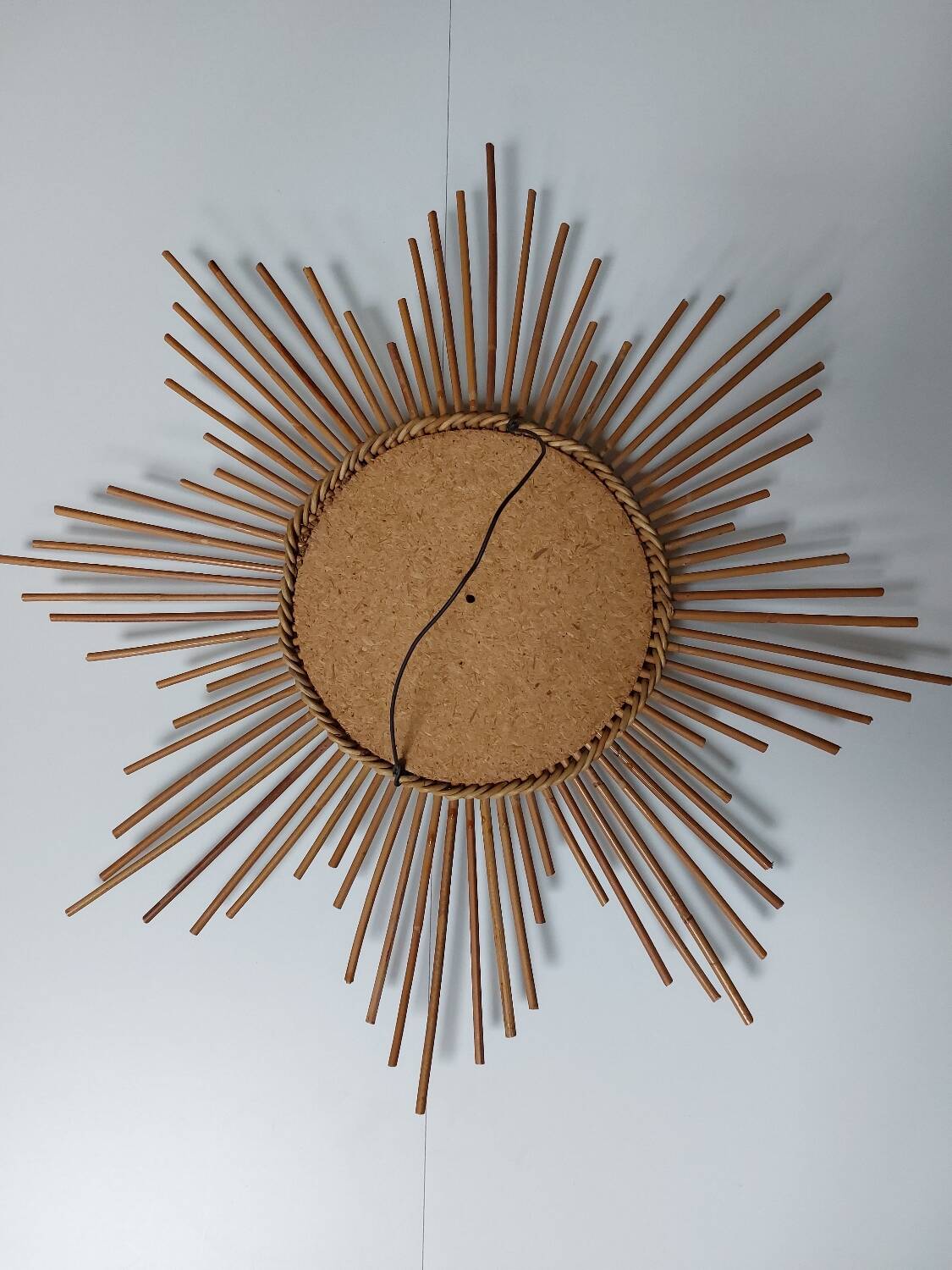 Vintage rattan sun mirror 1960