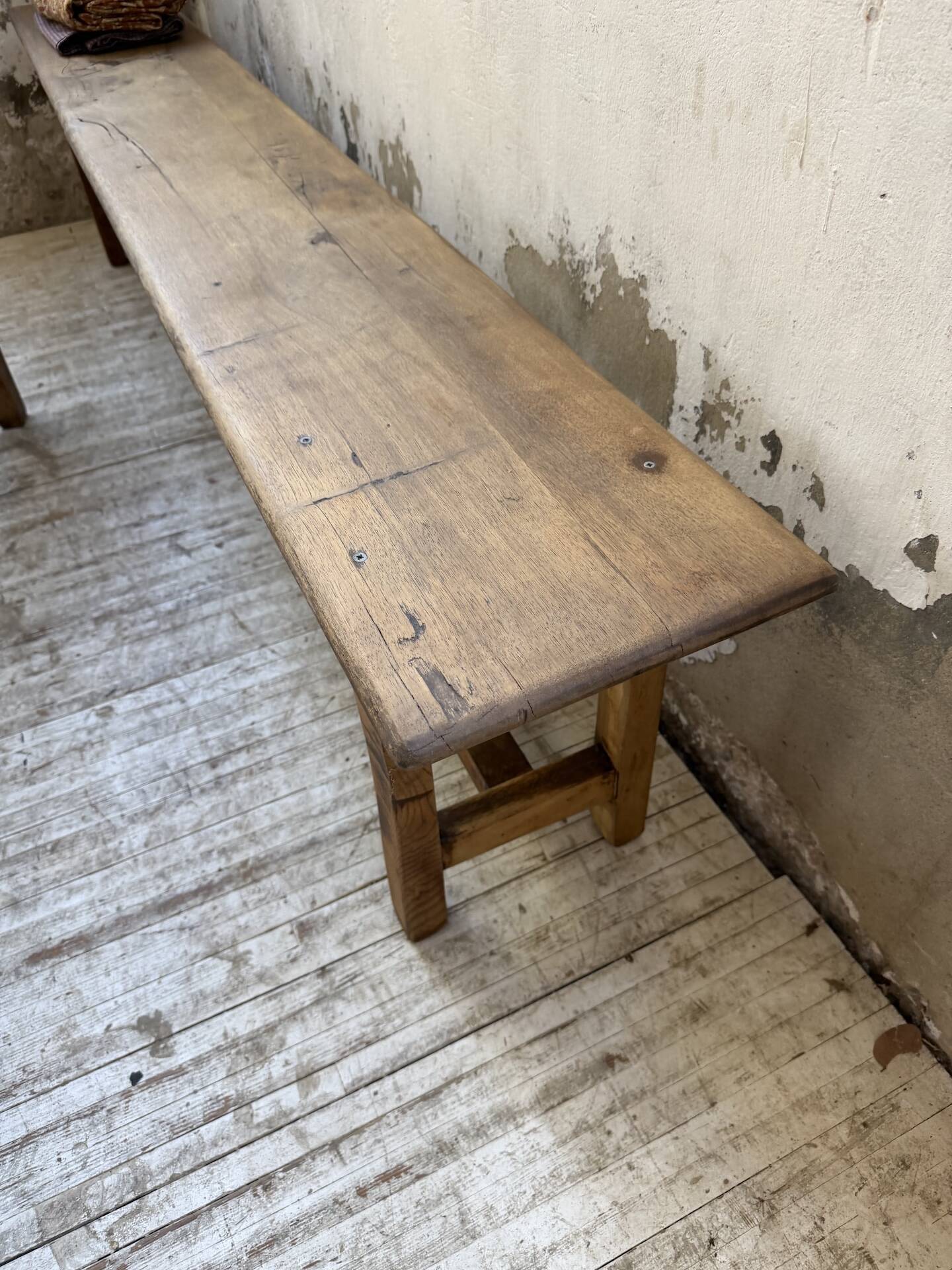 Set of two rustic oak farm benches 2m