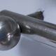 three art deco bronze handles silver tone cover