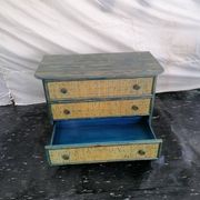Maugrion chest of drawers in green and blue rattan