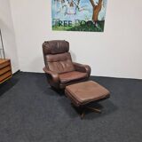 Danish Madsen & Schubell vintage swivel lounge armchair and ottoman