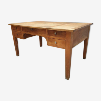 Old French oak desk with 5 drawers