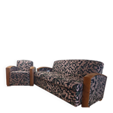 Convertible sofa and Art Deco armchair