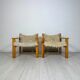 '70s set of 2 pine & canvas lounge chairs by Erik Wørts for IKEA