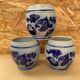 Set of 3 Beer Pint Mugs Stoneware Grey Vintage Blue Flower Decor