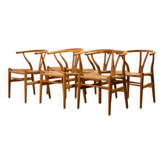 Chaise Wishbone par Hans J. Wegner pour Carl Hansen & Søn, Set de 6