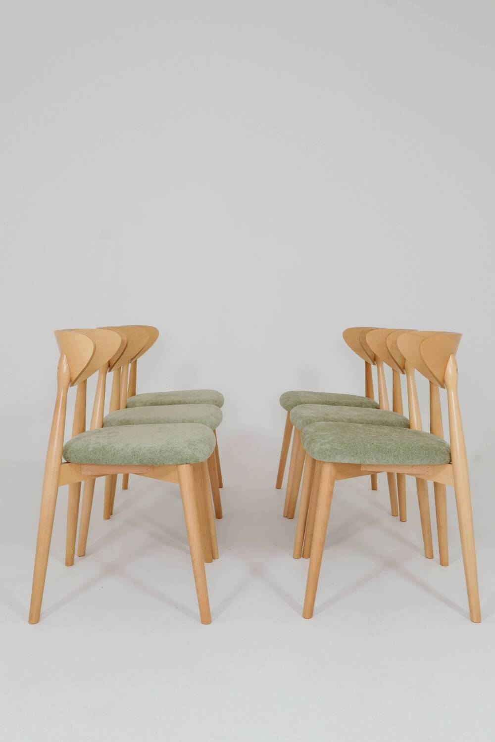 Dining room chairs set of 6 sage green Scandinavian design