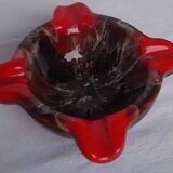 Vallauris Ashtray Signed – 1970s Ceramic – Organic Shape Red & Enamel