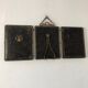 Mirror triptych Barber brass nickeled vintage 1920, 28x67cm