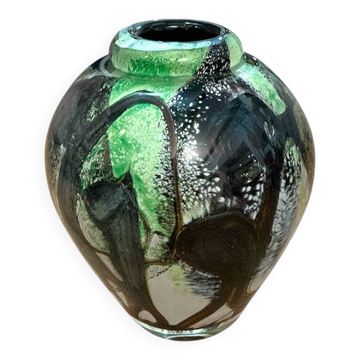 Ada LOUMANI vase in blown glass in shades of green