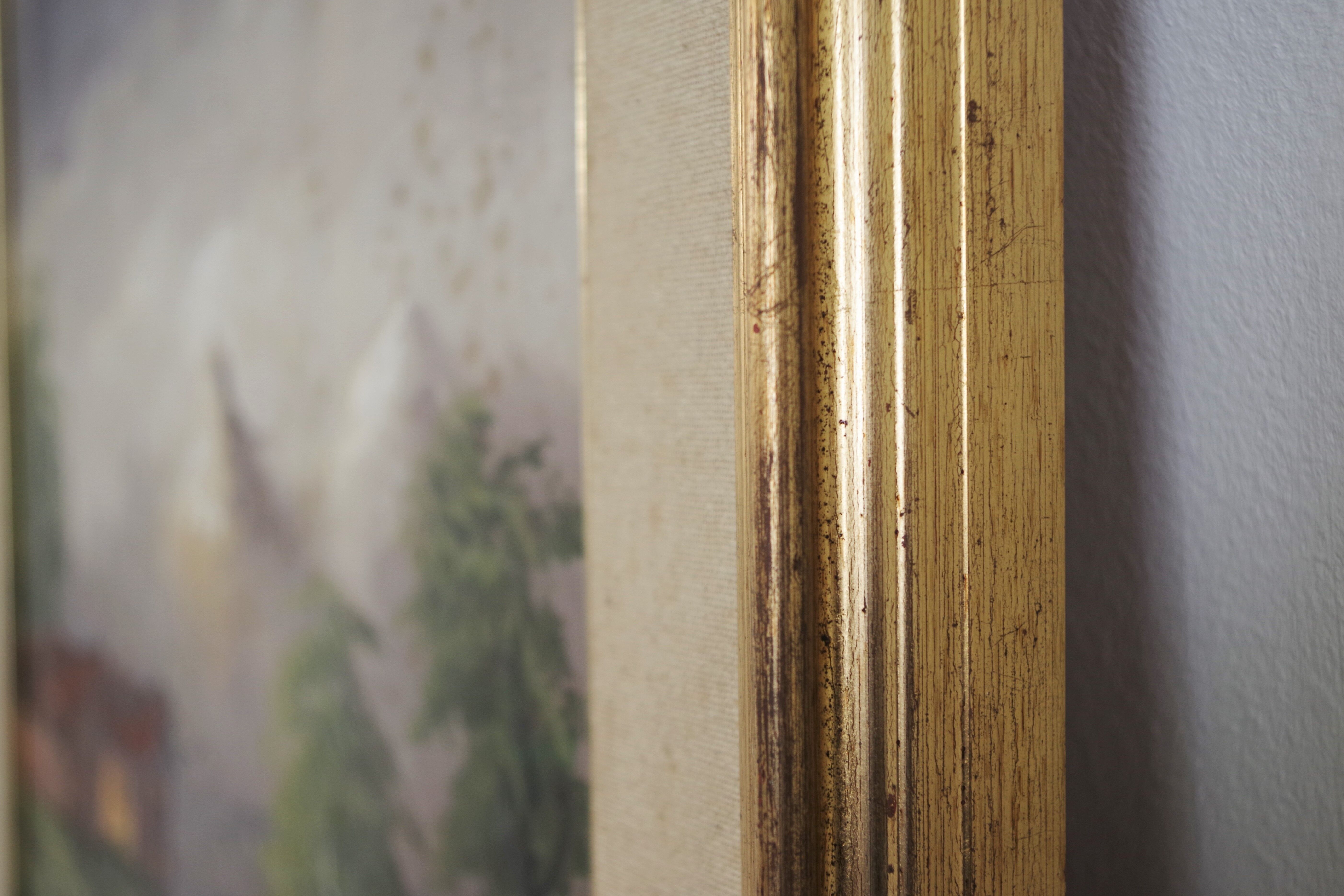 Oil painting on canvas, mountain landscape, Cakv