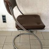 Set of 4 chrome tubular chairs design 1970