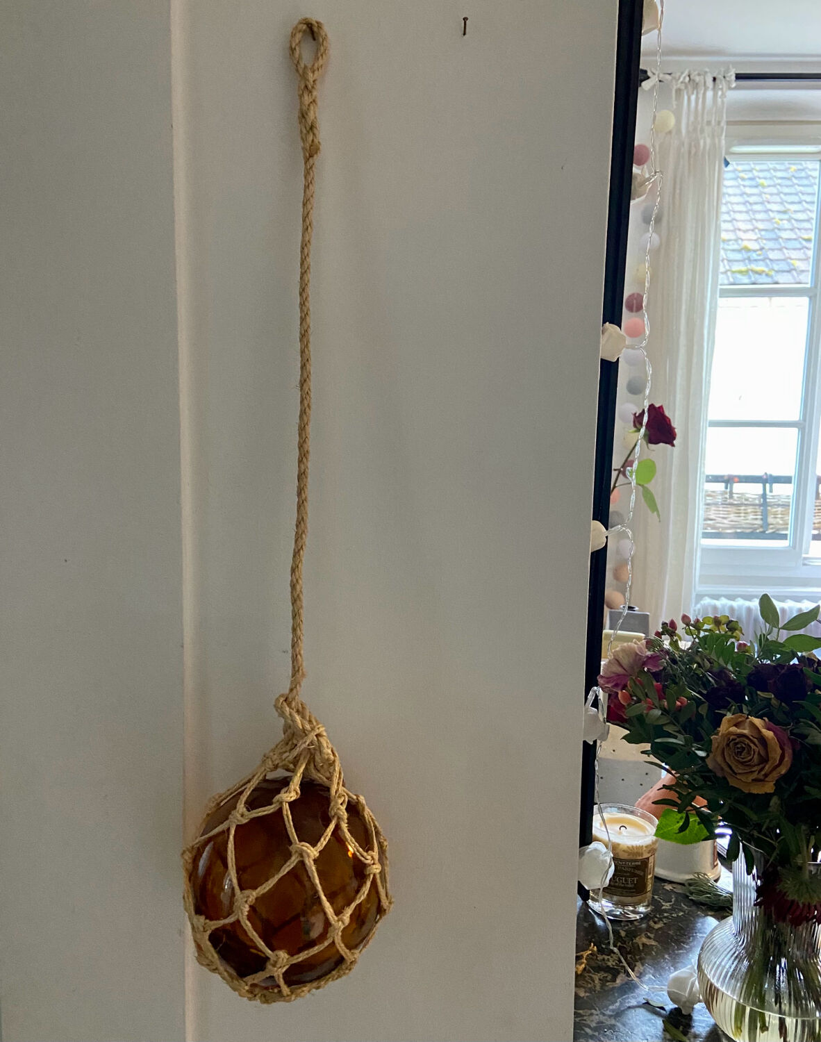 Marine float in glass and rope