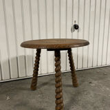 Wooden side table, turned wooden leg