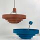 Vintage 1960s Metal Pendant Light - Blue Design