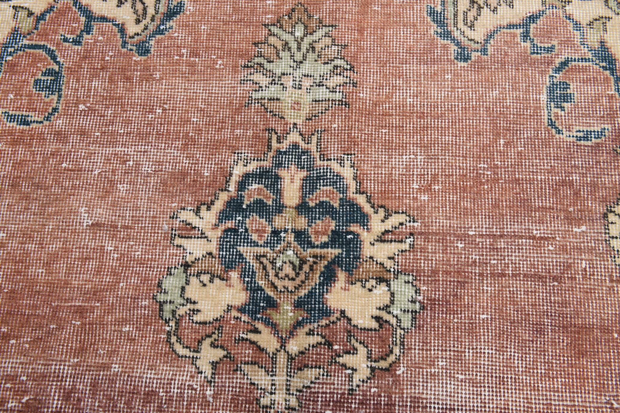 Terracotta Tones Pastel Decorative Vintage Persian Rug, 238x357 Cm