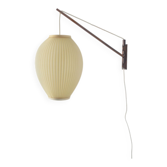 Danish wall lamp in rosewood with pearl shade lampshade, 1950s