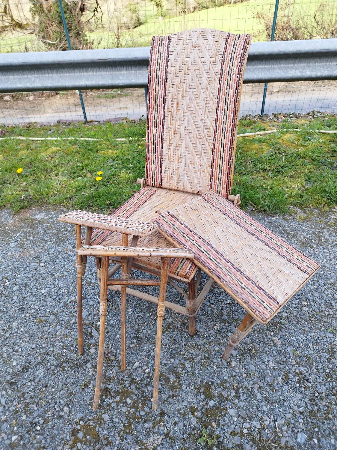Chaise longue bain de soleil rotin fauteuil