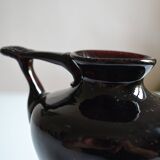 Lampe à huile signée Biot verre soufflé bullé aubergine