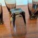 smoked digestif glasses 1970s square base
