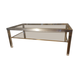Rectangular glass and metal coffee table