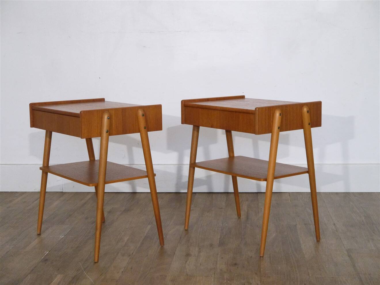 Scandinavian teak bedside tables by Carlstrom 1960