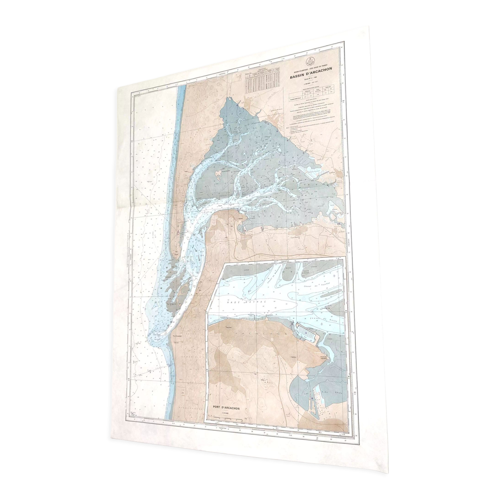 Map arcachon gironde basin 84cm by 63cm