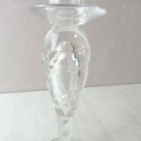 Paire d'anciens bougeoirs en cristal gravé taillé, style Sirius, Saint Louis