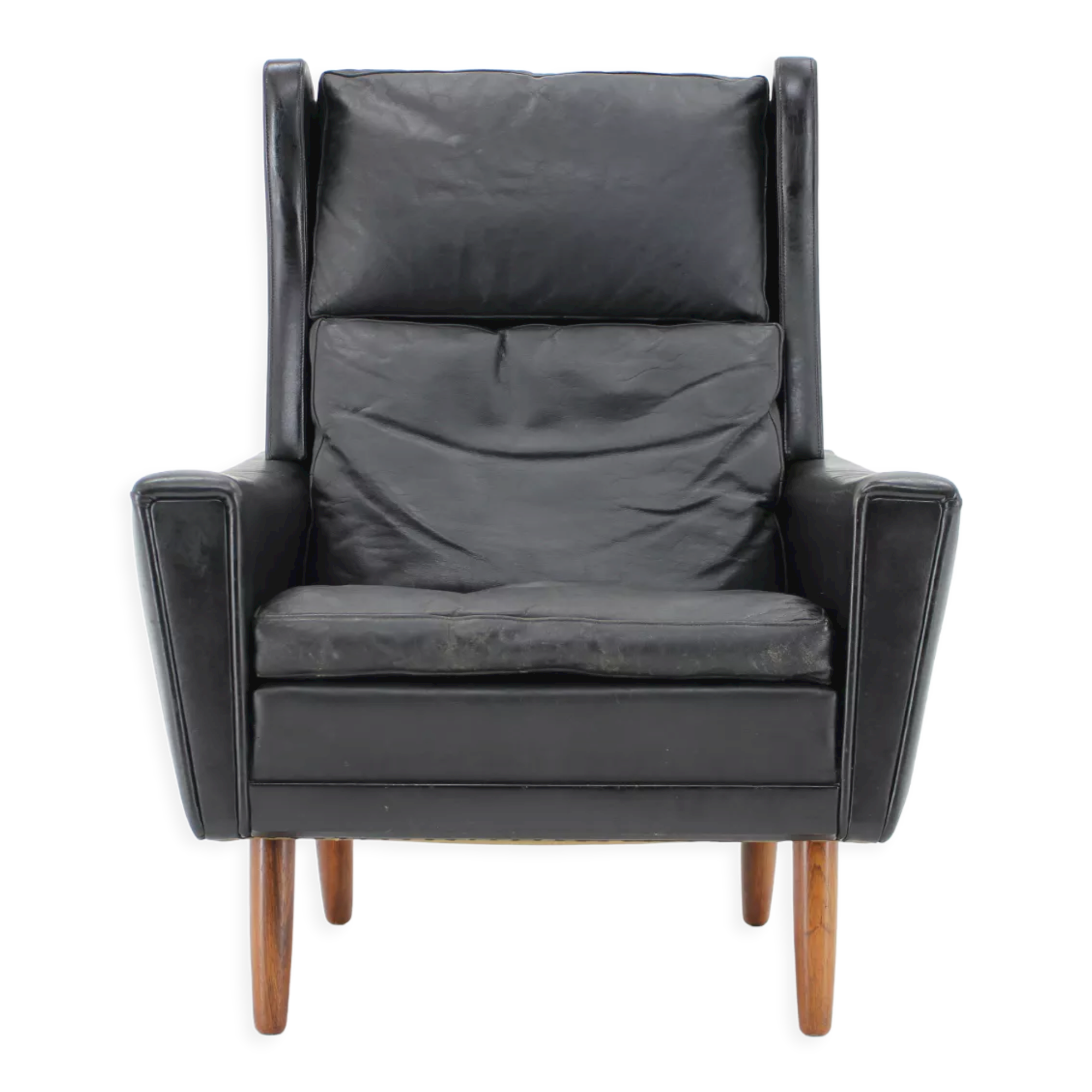 1970s leather wingback lounge chair, denmark