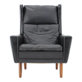 1970s leather wingback lounge chair, denmark