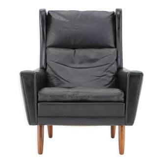 1970s leather wingback lounge chair, denmark