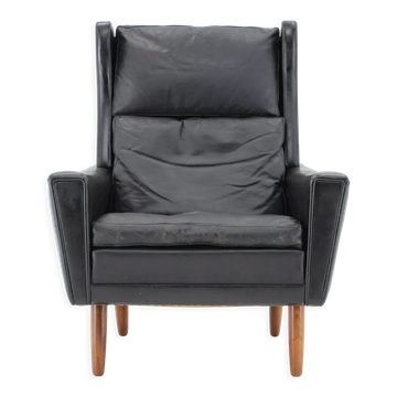 1970s leather wingback lounge chair, denmark