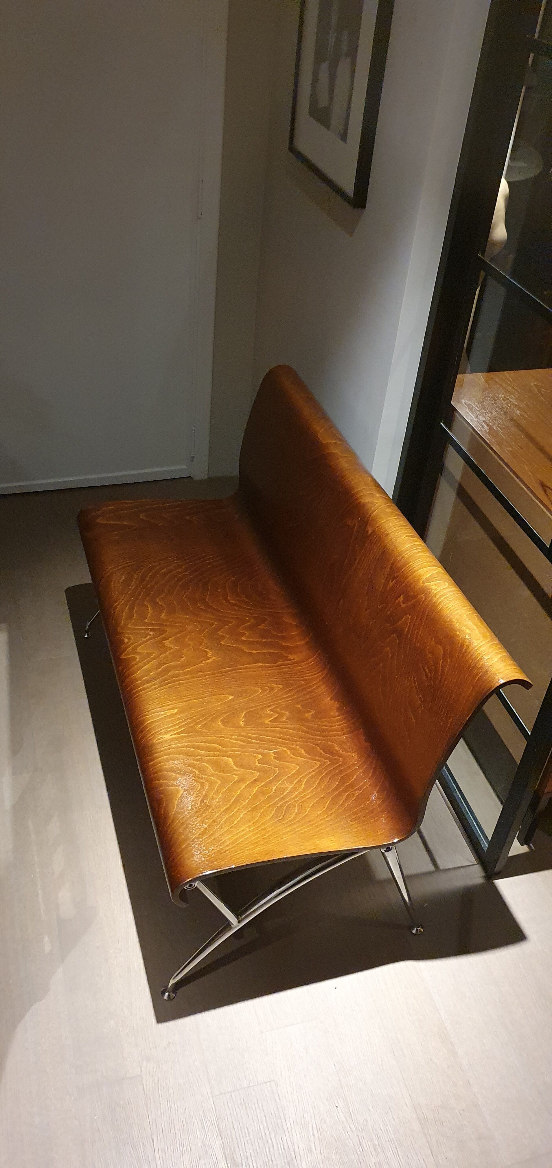 Thermoformed wooden bench. 60s