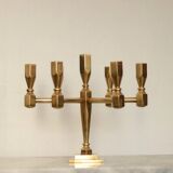 Swedish vintage brass seven arm candelabra by Gusum