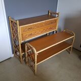 Louis Sognot vintage bamboo and rattan library - 1960s