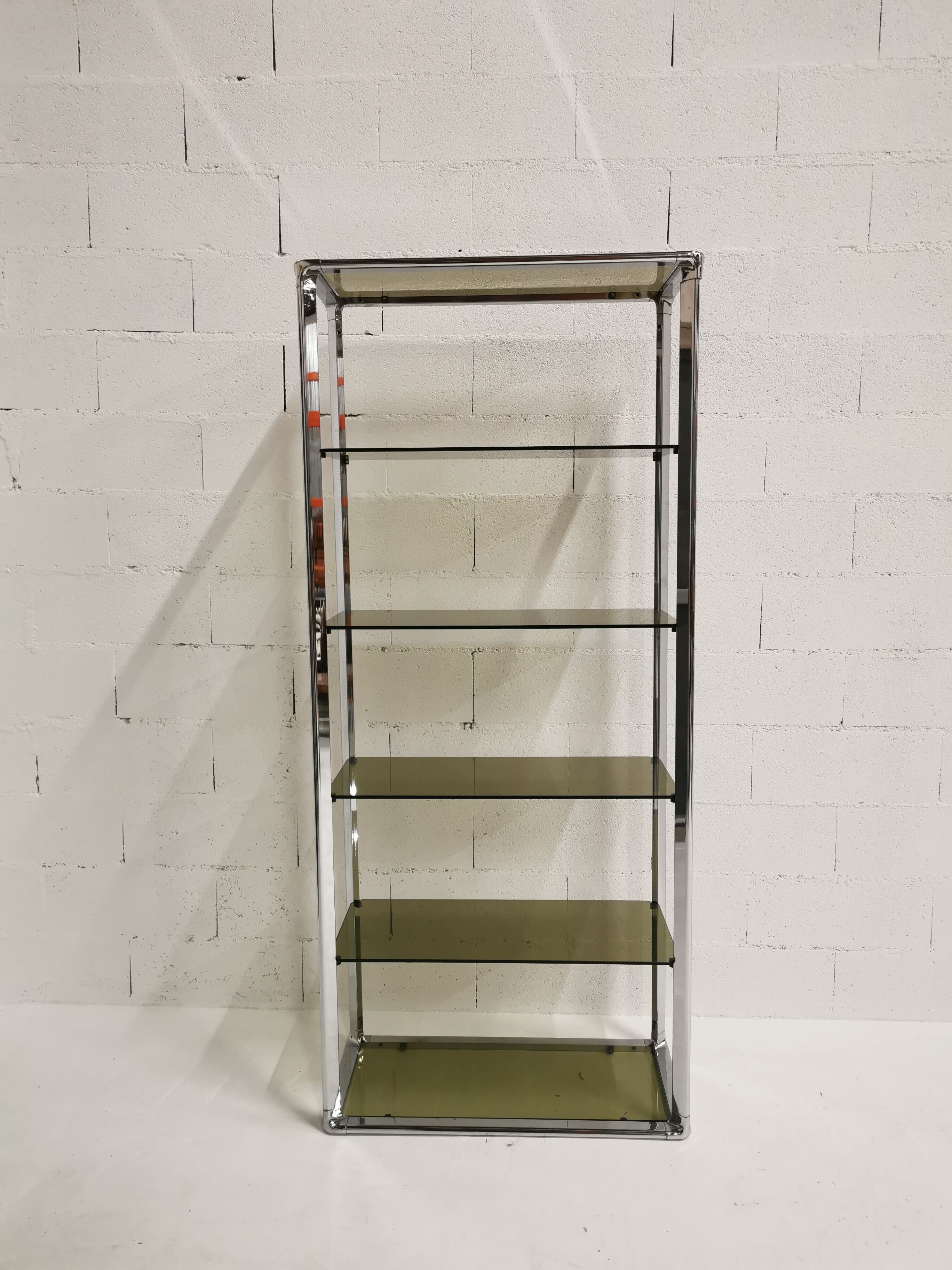 Shelf in chrome and glass, Fratelli Orsenigo, 1970