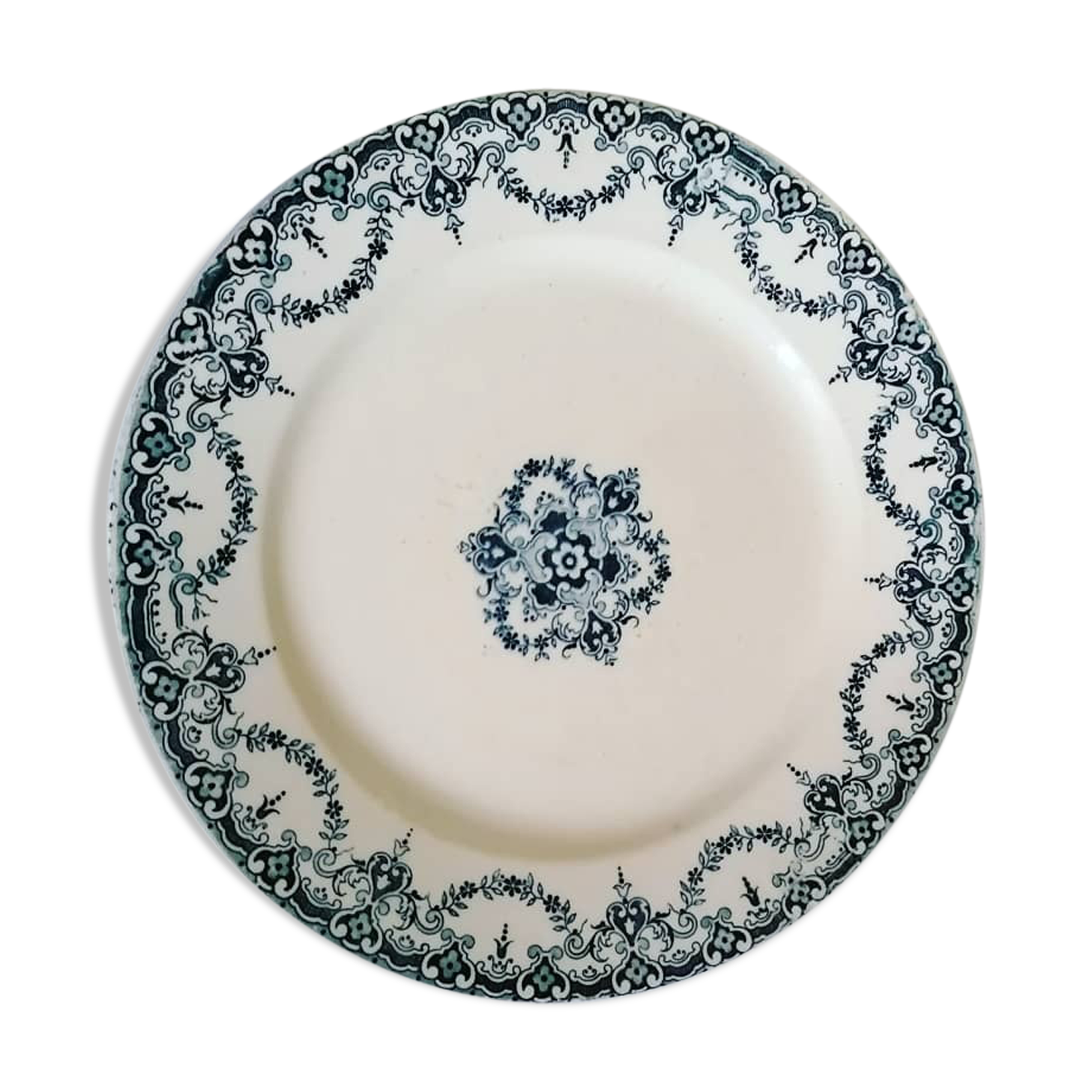 Plate in blue earth eniron, English Franco company, 19th orian decoration totaling