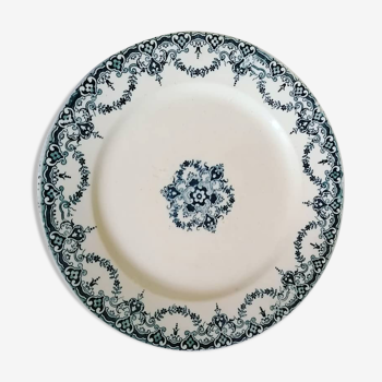 Assiette en faïence bleue terre de fer, compagnie Franco anglaise, 19ème décor oriantalisant