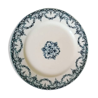 Assiette en faïence bleue terre de fer, compagnie Franco anglaise, 19ème décor oriantalisant