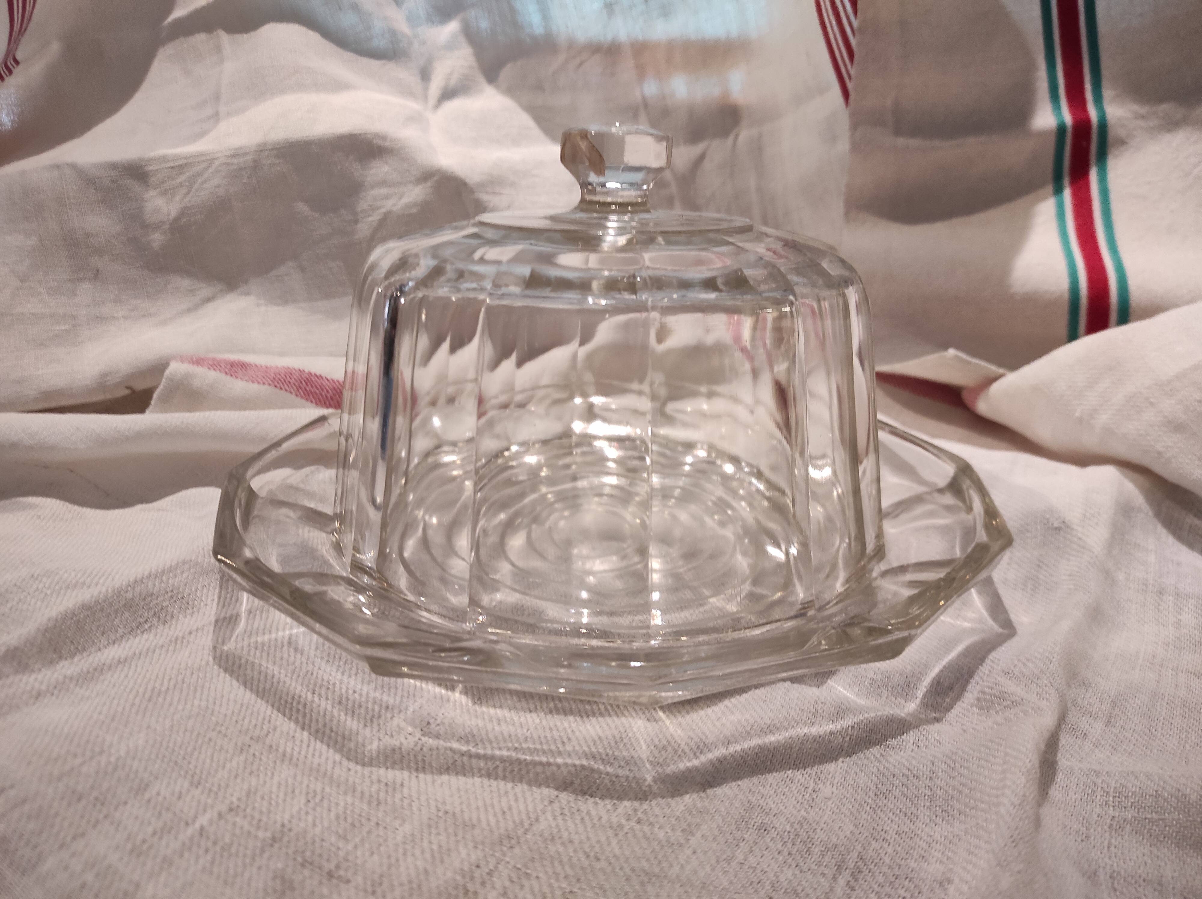 French vintage glass cheese dish