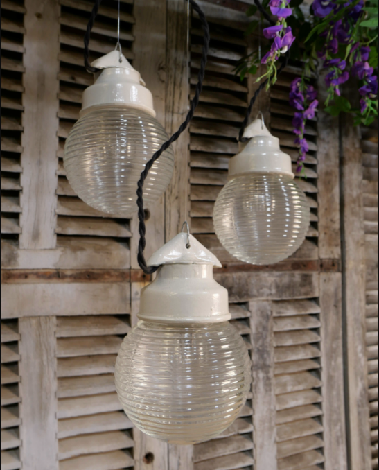 Industrial lamp in glass and metal