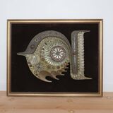 Giovanni  Schoeman Brutalist Cold Cast Metal Sculpture Fish Wall Hanging