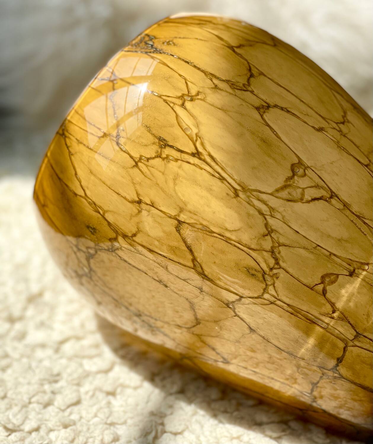 Mouth-blown glass vase.