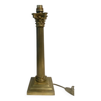 Corinthian column lamp in bronze and gilded brass
