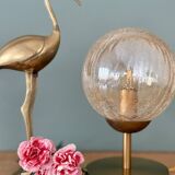 Vintage globe table lamp in amber glass