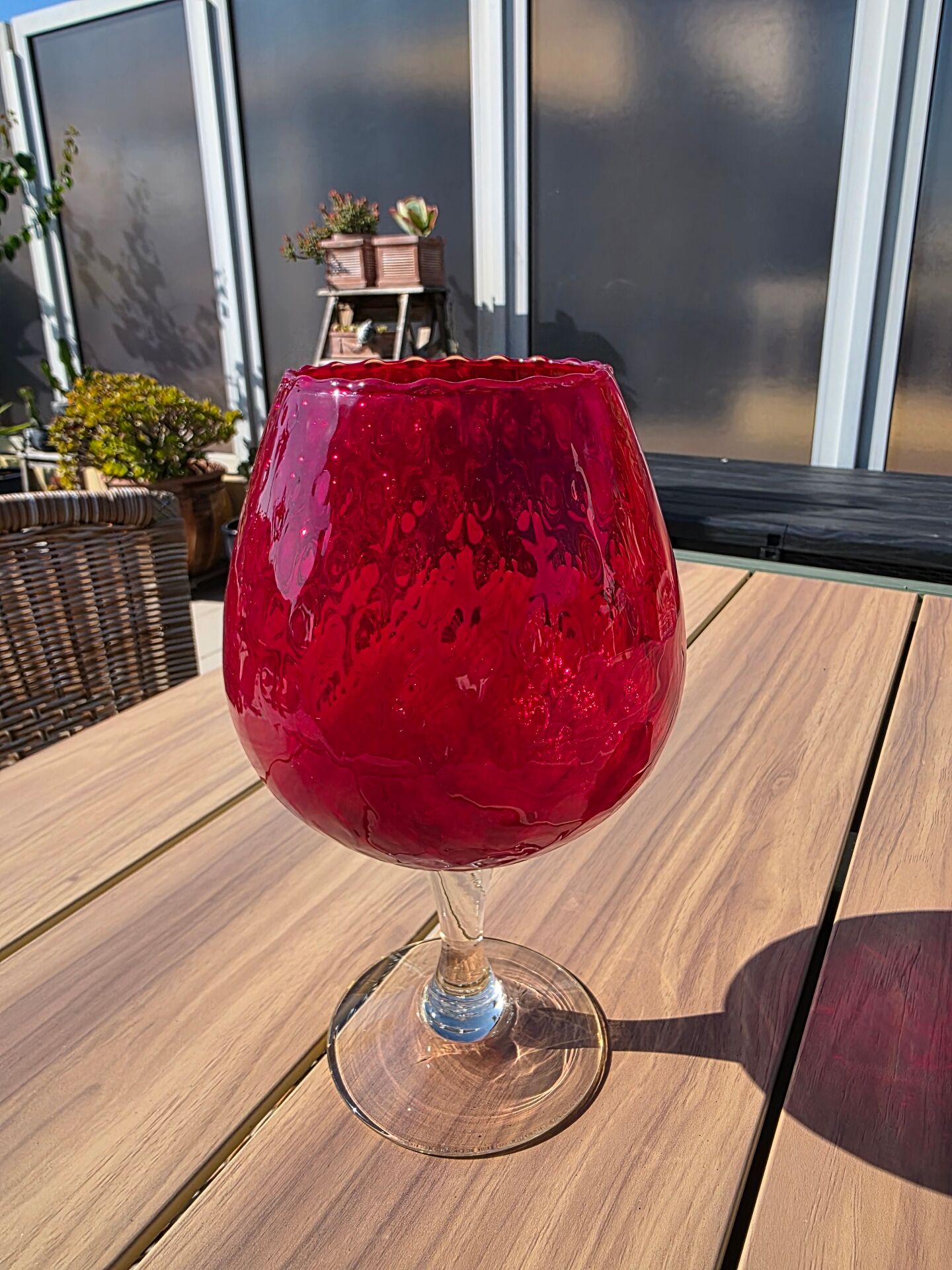 Grand verre géant 26 cm Empoli rouge rubis verre soufflé